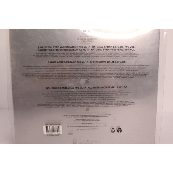 Jimmy Choo Man Blue Interparfum 4 Piece Set Spray x 2, After Shave, Gel Unopened - Picture 3 of 12